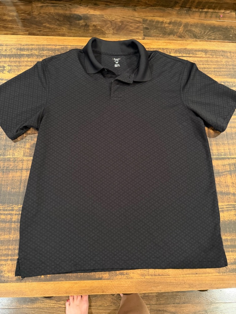 Haggar Black Subtle Diamond-Texture Polo